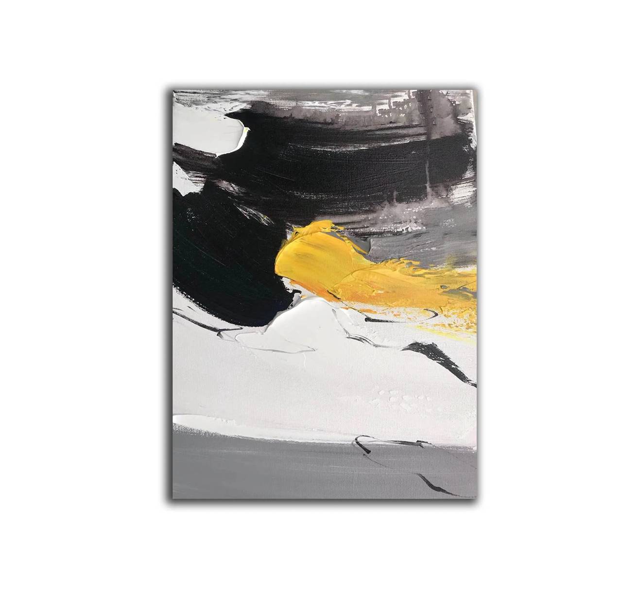 You Yellow Minimalist White Abstract Canvas Artwork FDUA9 wall art